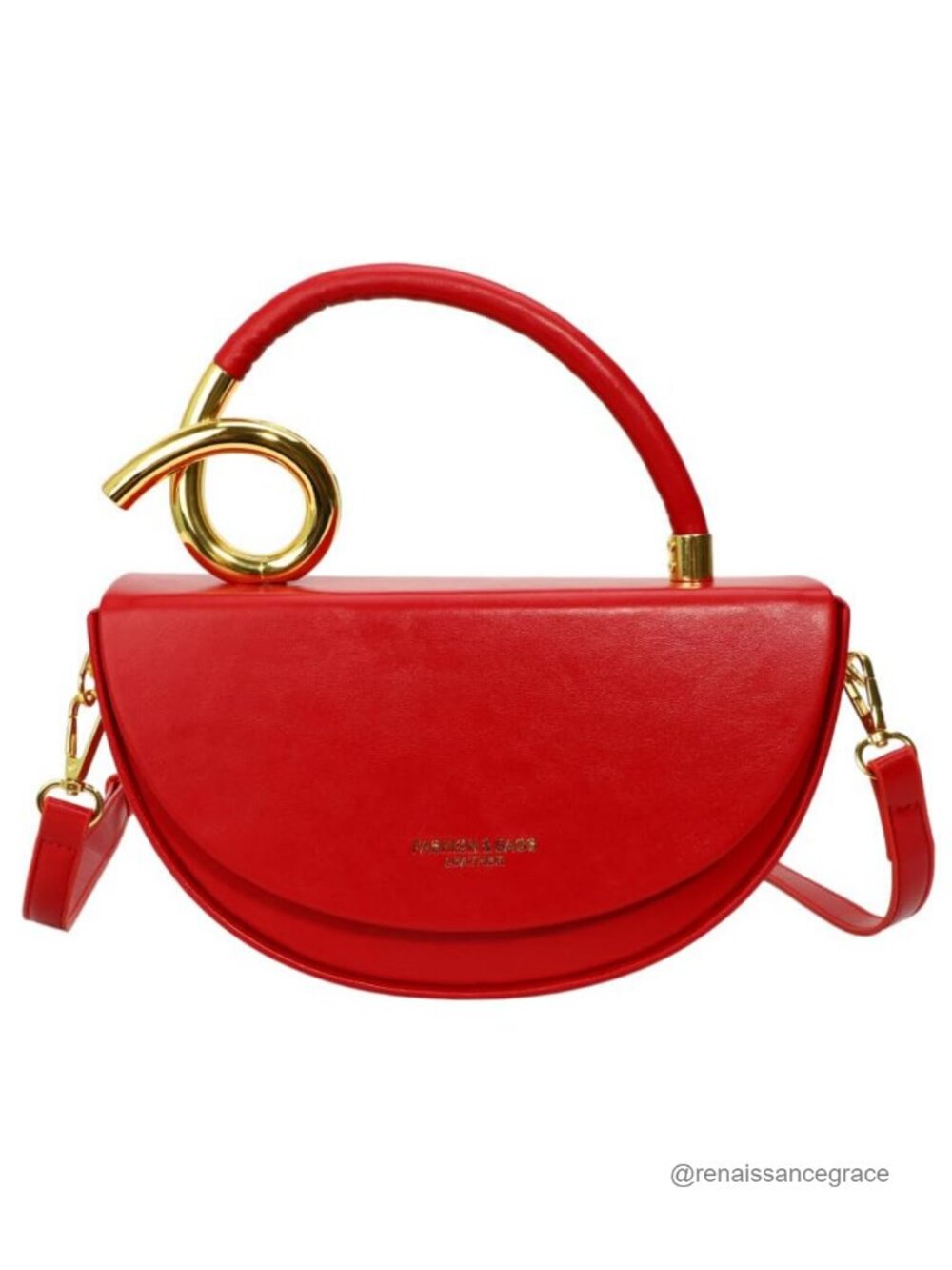 Elegant PU Leather Semi-Circular Saddle Purse, Chic Crossbody Shoulder Bag Women